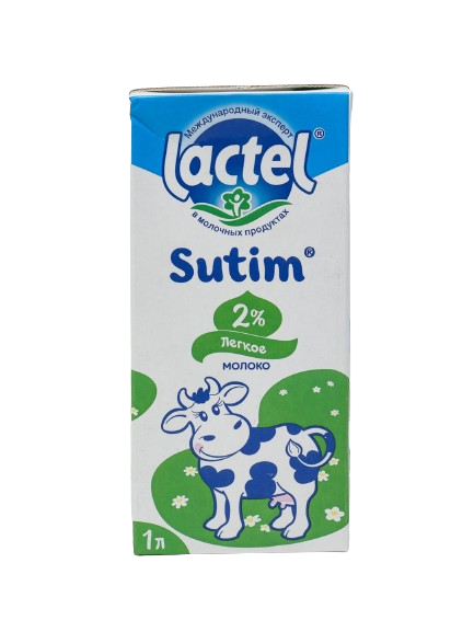 Молоко стерилизованное Nestle Lactel Sutim, 2 %, 1 л