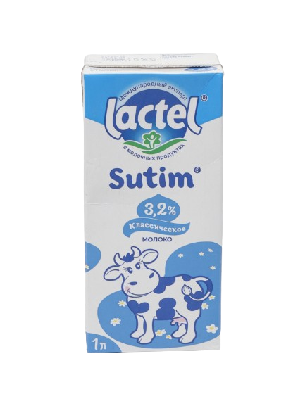 Молоко стерилизованное Nestle Lactel Sutim, 3.2%, 1 л