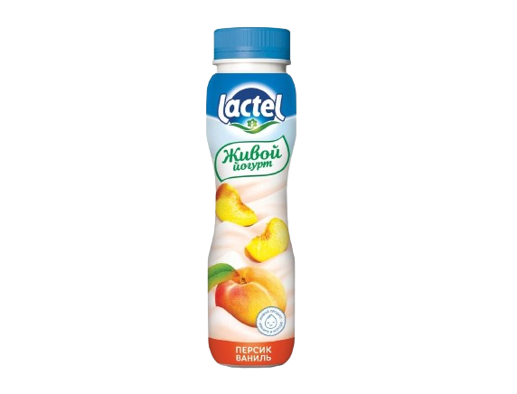 Питьевой йогурт LACTEL "персик со вкусом ванили" 1%, 280 г