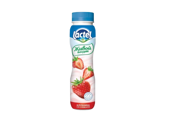 Питьевой йогурт LACTEL "клубника со вкусом сливок" 1%, 280 г
